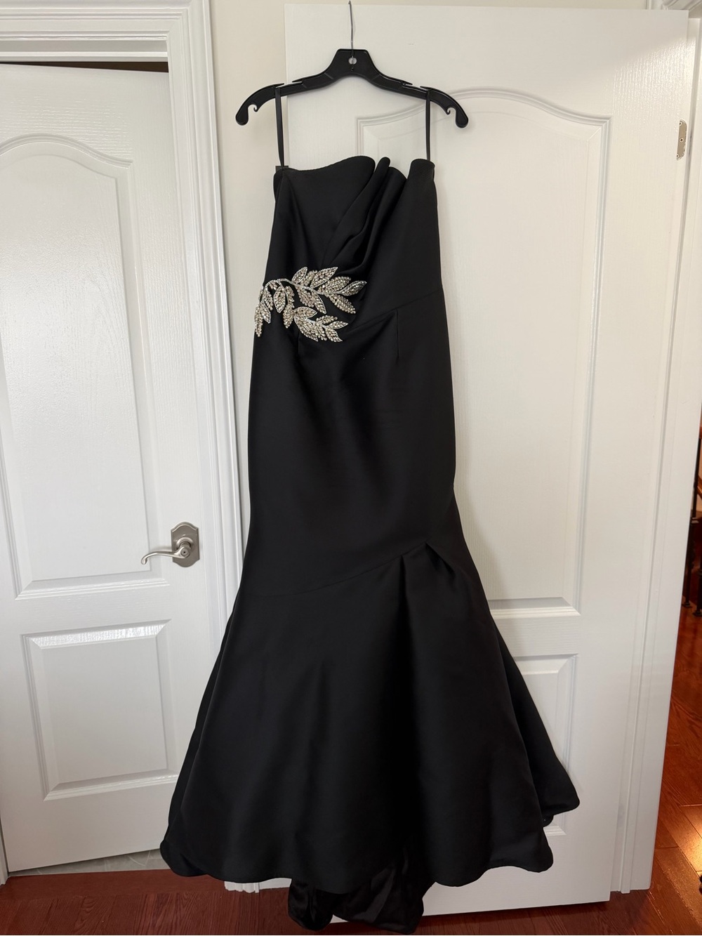 Frascara Strapless Black Mermaid Gown with Crystal Leaf Detail - Picture 3 of 4